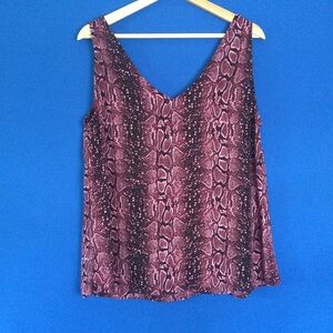 Addition Elle NWT XL 40" Chest Burgundy Snakeskin Print Sleeveless V-neck Blouse